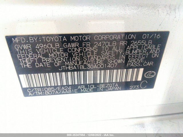 2016 Lexus GS, VIN: JTHBA1BL3GA001407