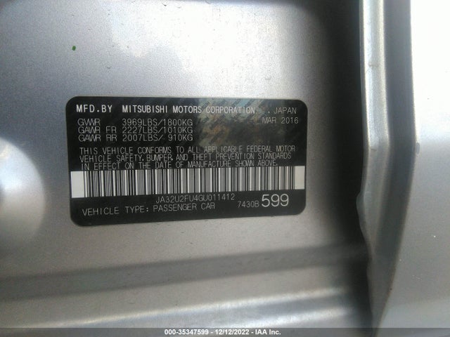 JA32U2FU4GU011412 Mitsubishi LANCER ES