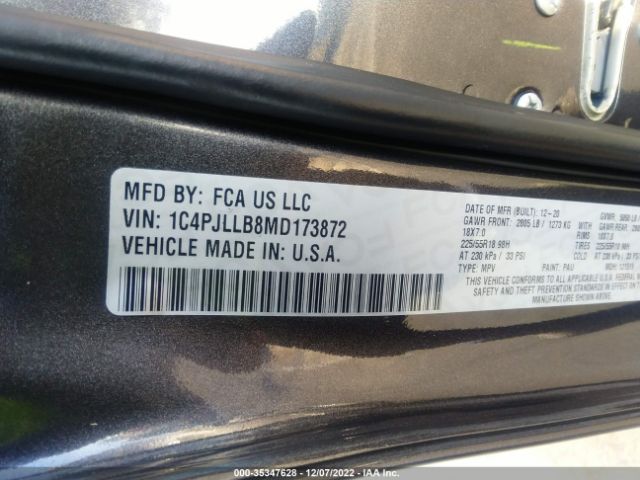 1C4PJLLB8MD173872 Jeep Cherokee Altitude