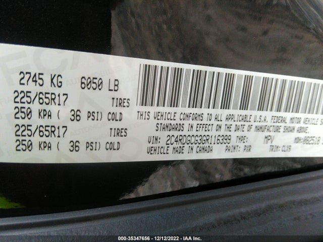 2016 Dodge Grand Caravan, VIN: 2C4RDGCG3GR116399