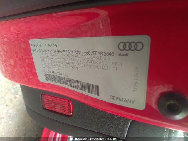 WAUC4CF51MA042132 Audi S5 Sportback Premium Plus