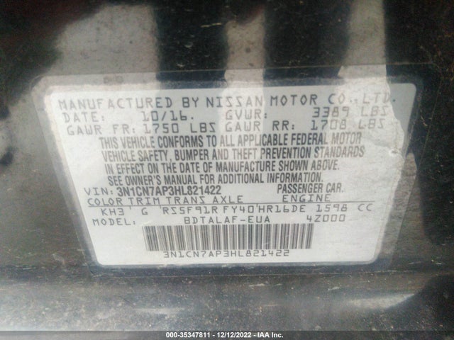 2017 Nissan Versa, VIN: 3N1CN7AP3HL821422