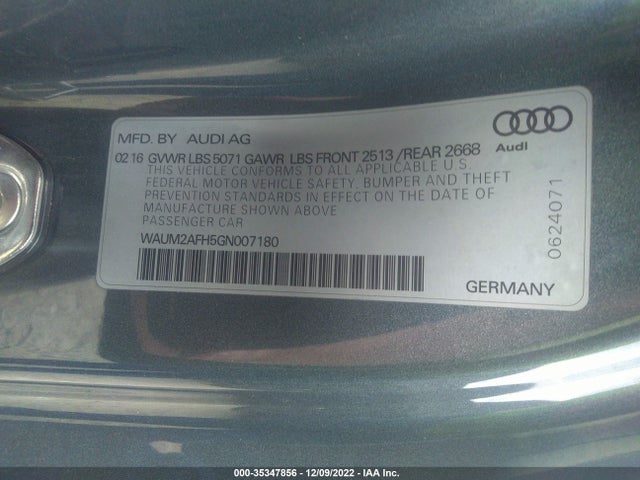 2016 Audi A5, VIN: WAUM2AFH5GN007180