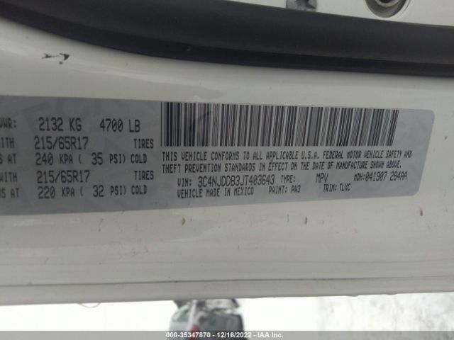 3C4NJDDB3JT403643 Jeep Compass Trailhawk