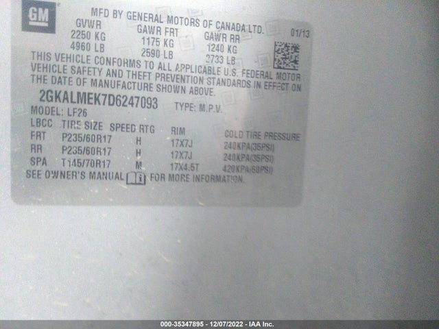 GMC Terrain Sle 2013 2GKALMEK7D6247093 Image 10