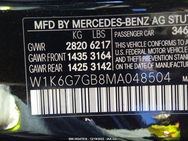 W1K6G7GB8MA048504 Mercedes-Benz S-class S 580
