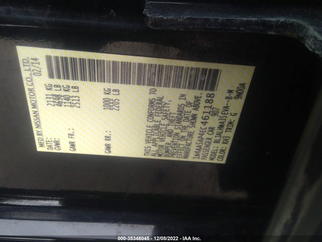 Nissan Maxima 3.5 Sv W/premium Pkg 2014 1N4AA5AP4EC461188 Image 14