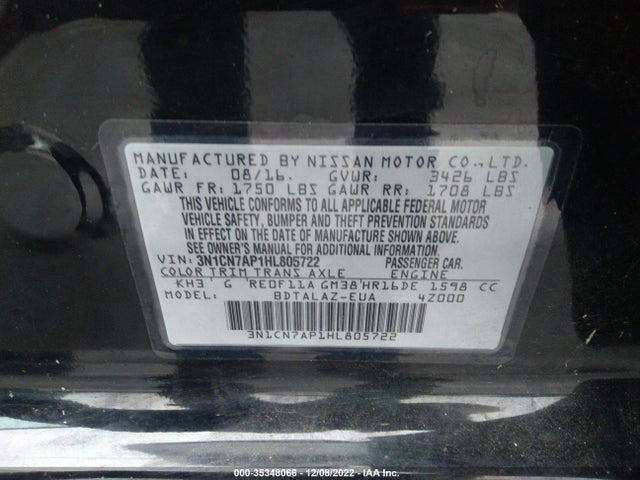 2017 Nissan Versa, VIN: 3N1CN7AP1HL805722