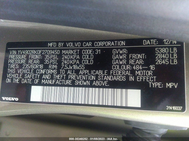 Volvo Xc60 T6 2015 YV4902RK0F2709450 Image 9