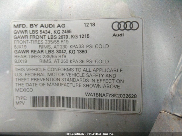 2019 Audi Q5, VIN: WA1BNAFY8K2032628
