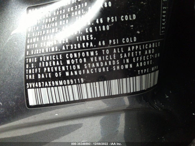 2022 Volkswagen Tiguan, VIN: 3VV4B7AX9NM089119