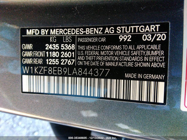2020 Mercedes-Benz E-Class, VIN: W1KZF8EB9LA844377