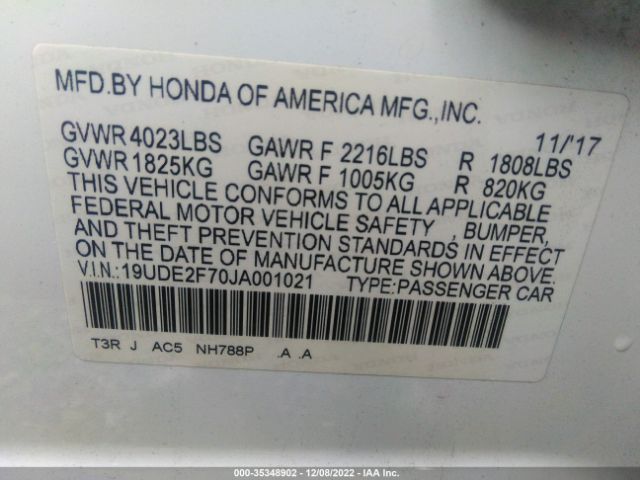 19UDE2F70JA001021 Acura Ilx W