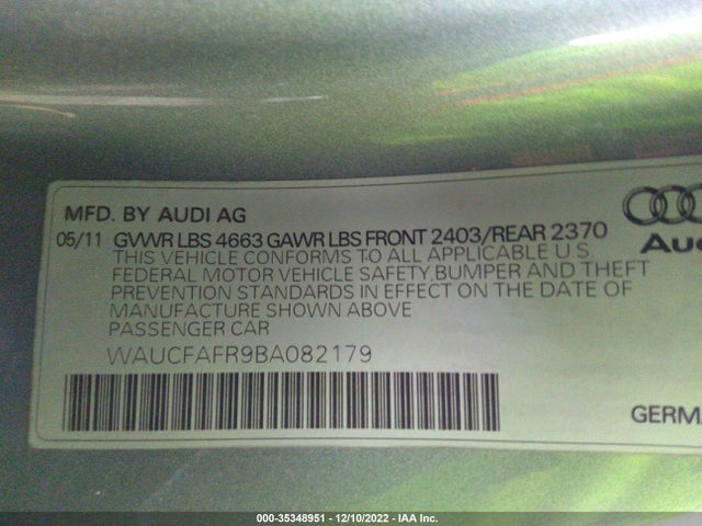 Audi A5 2011 WAUCFAFR9BA082179 Image 11