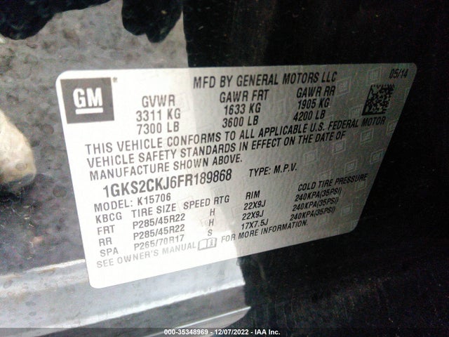 2015 GMC Yukon, VIN: 1GKS2CKJ6FR189868