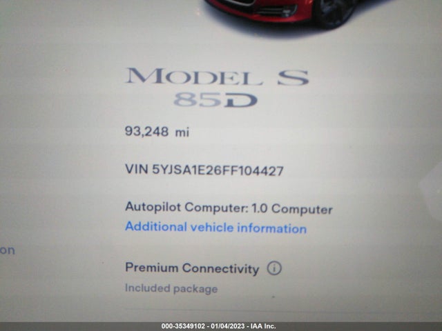 Tesla Model S 85d/70d/90d/p90d 2015 5YJSA1E26FF104427 Image 7