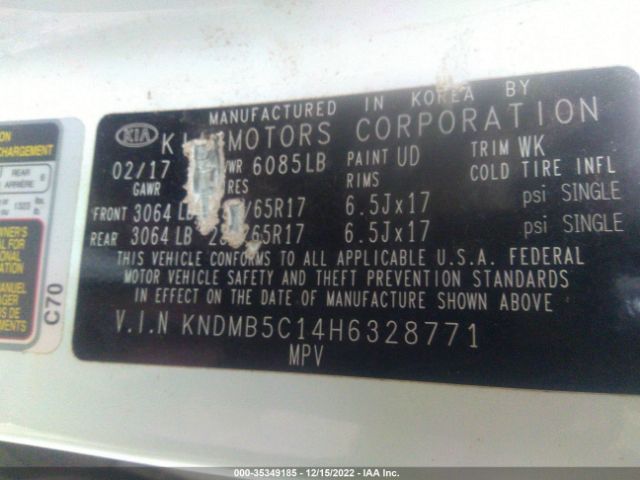 KNDMB5C14H6328771 KIA SEDONA LX