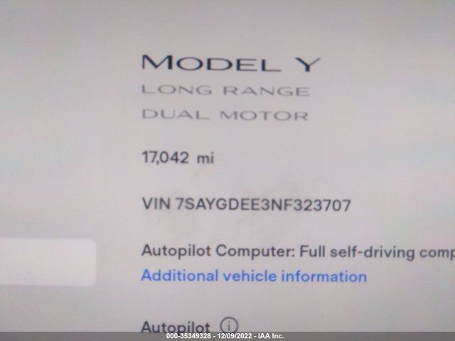 Tesla Model Y 2022 7SAYGDEE3NF323707 Image 8