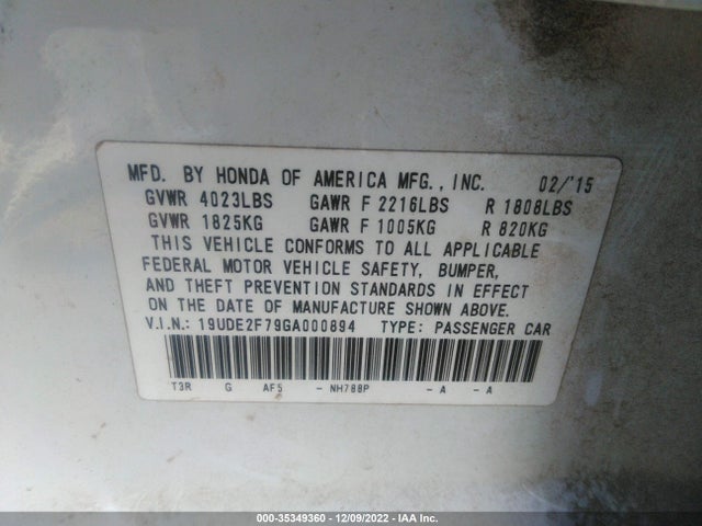 Acura Ilx W 2016 19UDE2F79GA000894 Image 9