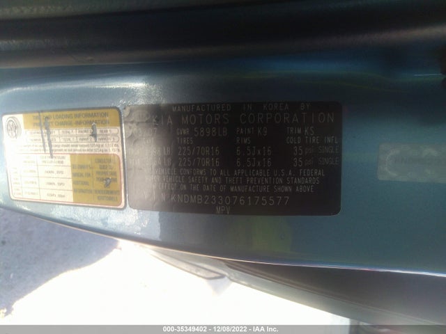 2007 KIA SEDONA LX VIN: KNDMB233076175577