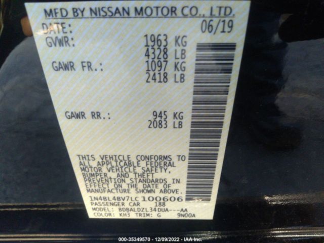 1N4BL4BV7LC100606 Nissan Altima 2.5 S