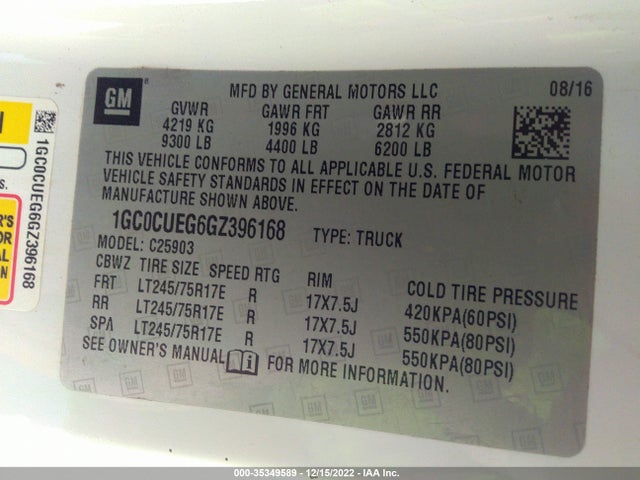 2016 Chevrolet Silverado 2500, VIN: 1GC0CUEG6GZ396168