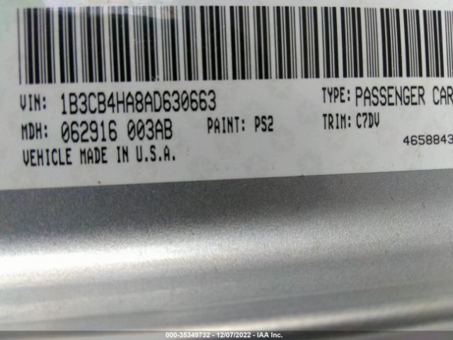 1B3CB4HA8AD630663 Dodge Caliber Sxt
