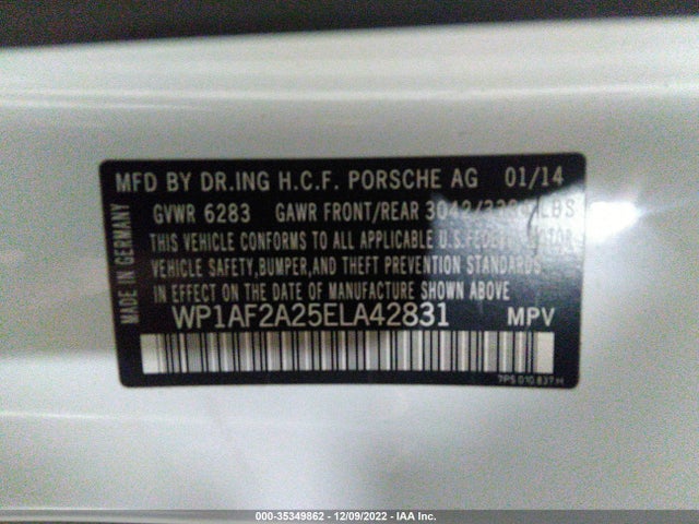 2014 Porsche Cayenne, VIN: WP1AF2A25ELA42831