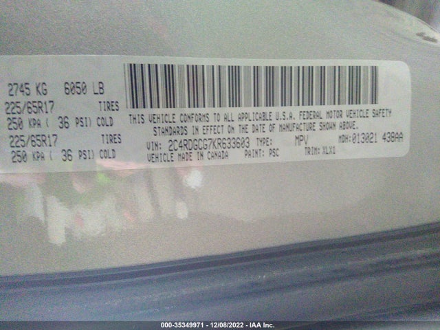Dodge Grand Caravan Sxt 2019 2C4RDGCG7KR633603 Image 9