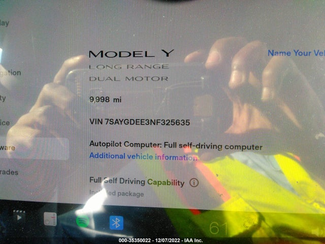 Tesla Model Y 2022 7SAYGDEE3NF325635 Image 7