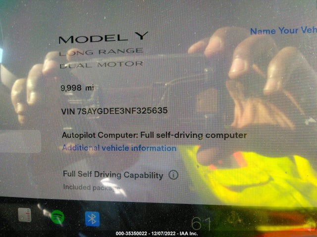 Tesla Model Y 2022 7SAYGDEE3NF325635 Image 9