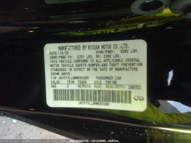 35350142 :رقم المزاد ، JN1FV7LL8MM560280 vin ، 2021 Infiniti Q60 Red Sport 400 مزاد بيع