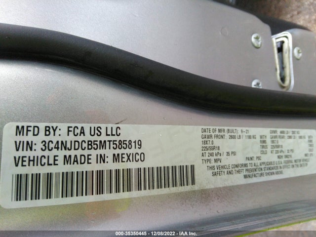 2021 Jeep Compass, VIN: 3C4NJDCB5MT585819
