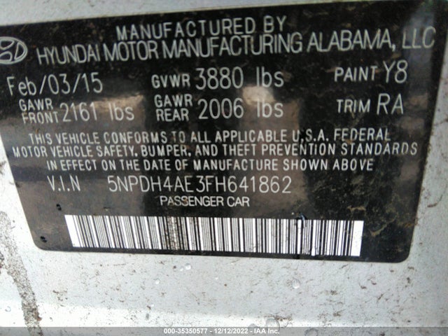 Hyundai ELANTRA SE 2015 5NPDH4AE3FH641862 Image 9