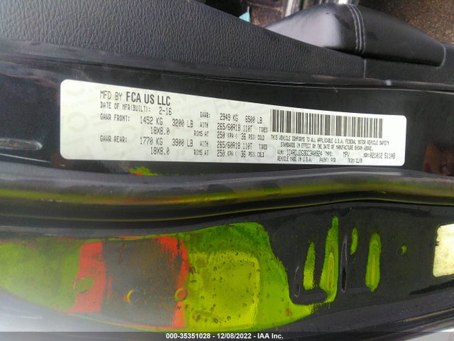 2016 Dodge Durango, VIN: 1C4RDJDG3GC340924