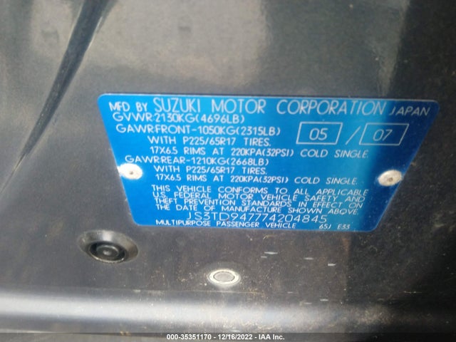 JS3TD947774204845 Suzuki Grand Vitara Luxury