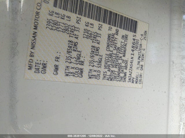 2020 Nissan Murano, VIN: 5N1AZ2AS4LN148645