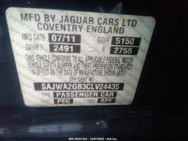 SAJWA2GB3CLV24435 Jaguar Xj Xjl