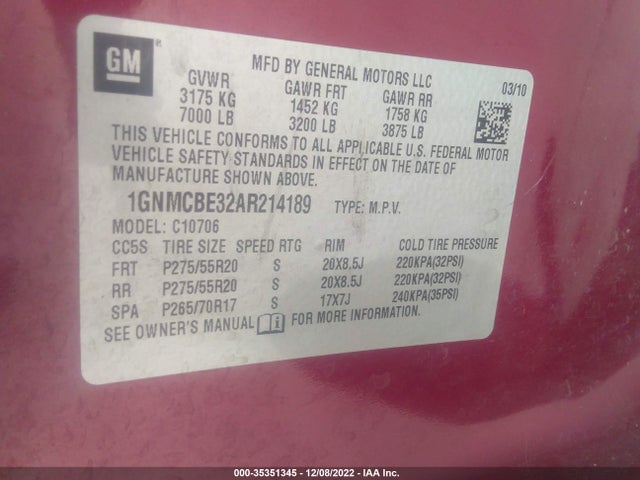 Chevrolet Tahoe Lt 2010 1GNMCBE32AR214189 Image 13