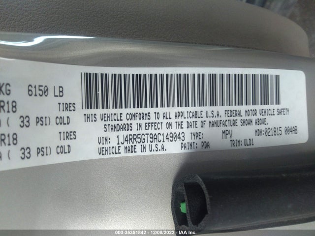 2010 JEEP GRAND CHEROKEE LIMITED VIN: 1J4RR5GT9AC149043