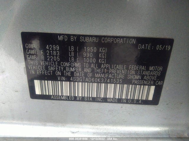 4S3GTAD60K3741535 Subaru Impreza Premium