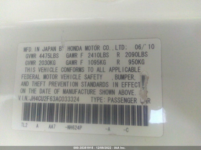 Acura TSX 2010 JH4CU2F63AC033324 Image 10