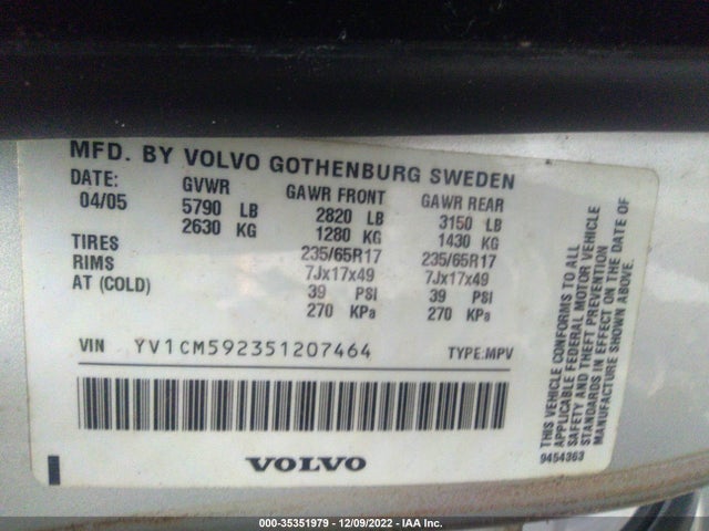 YV1CM592351207464 Volvo XC90