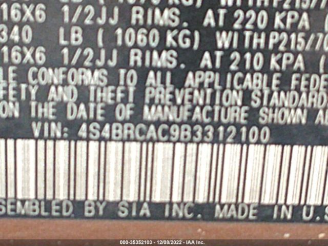 4S4BRCAC9B3312100 Subaru Outback 2.5i