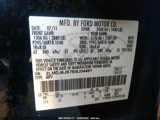Lincoln MKX 2011 2LMDJ6JK7BBJ34491 Image 11