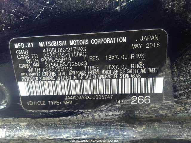 JA4AD3A3XJJ005747 Mitsubishi Outlander Se/sel/le