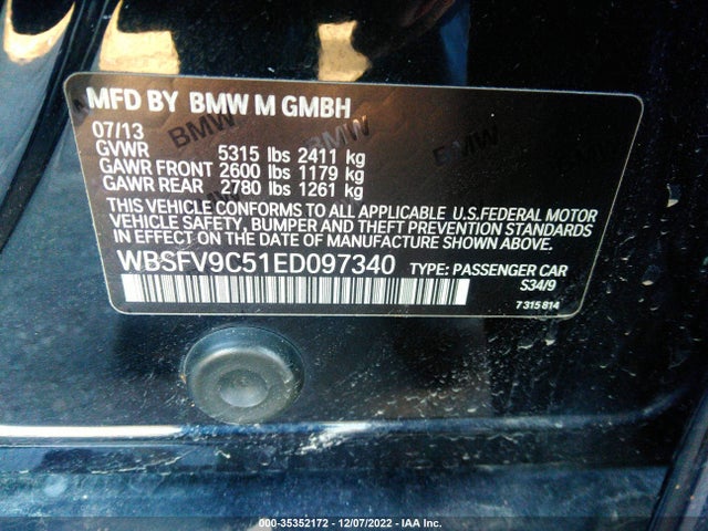 BMW M5 2014 WBSFV9C51ED097340 Image 9