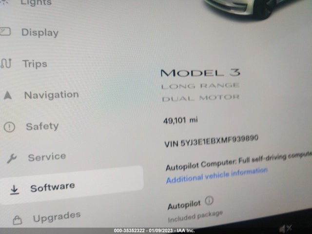 Tesla Model 3 Long Range 2021 5YJ3E1EBXMF939890 Image 9