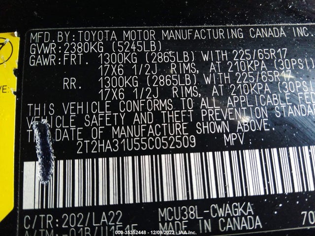2T2HA31U55C052509 Lexus RX 330