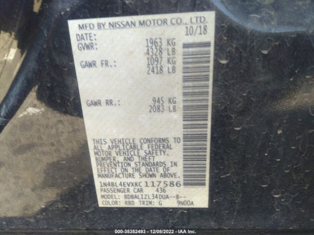 1N4BL4EVXKC117586 Nissan Altima 2.5 Sl